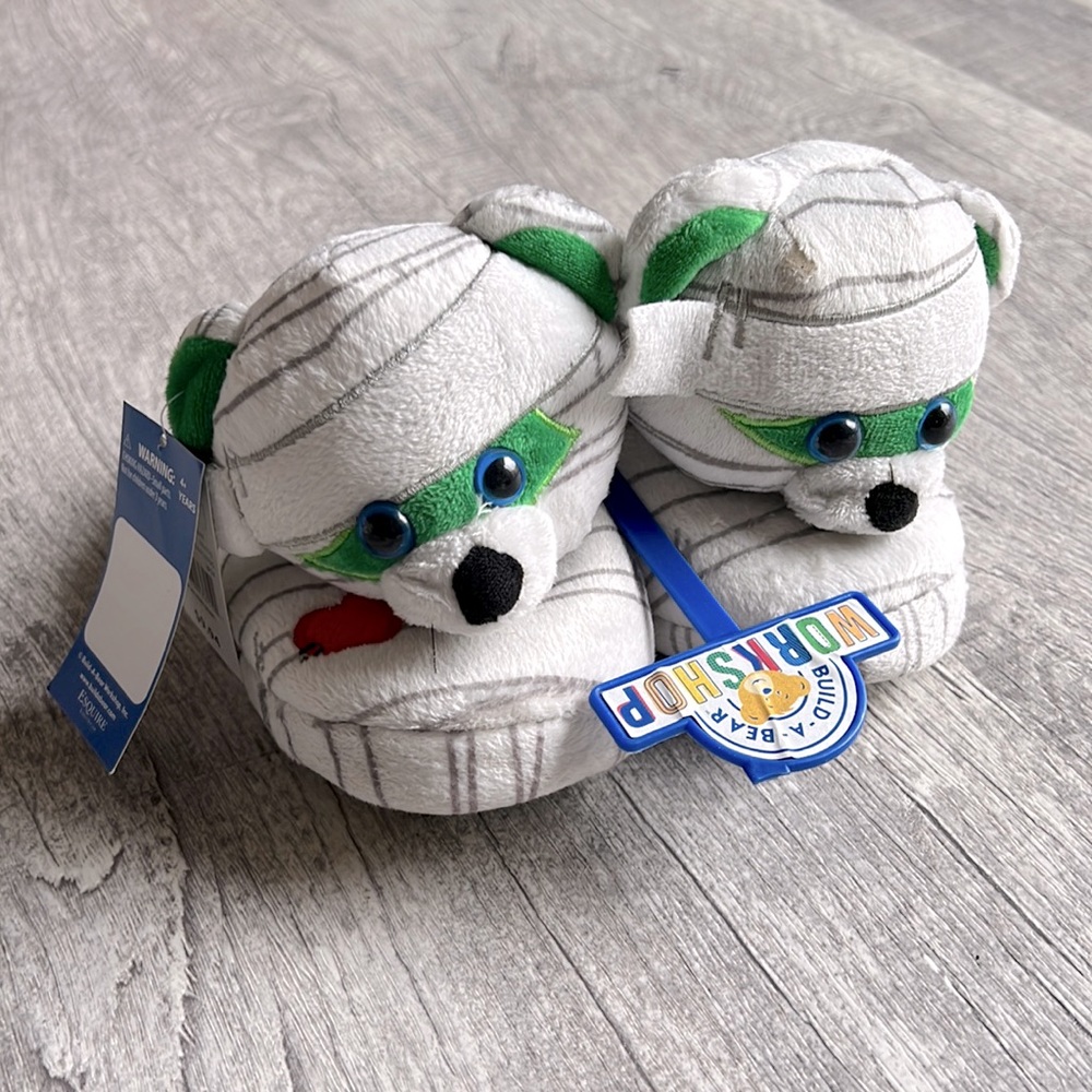 Build A Bear Mummy Slippers Child M 12-13 Kid White NWT